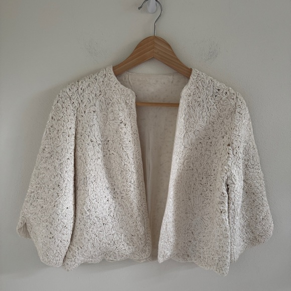 Vintage White Cream Ribbon Soutache Jacket - Picture 6 of 13